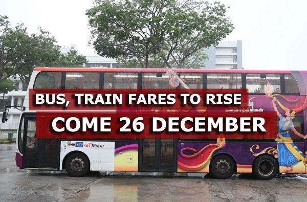Public transport fares headed for 2.9% hike come 26 December 2022