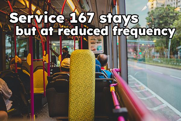 Service 167 to stay for now, but at 30-minute intervals