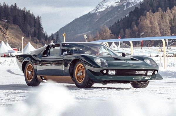 Lamborghini takes two Miuras to the ice at St. Moritz