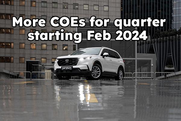 More COE supply incoming for upcoming quarter