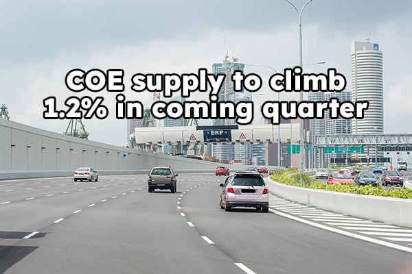 Total COE supply to climb by 1.2% in upcoming quarter